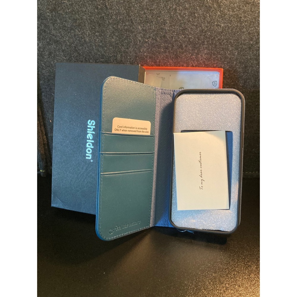 Shieldon iPhone 16 Pro‎ Max Case Genuine Leather MagSafe Wallet Folio Royal Blue